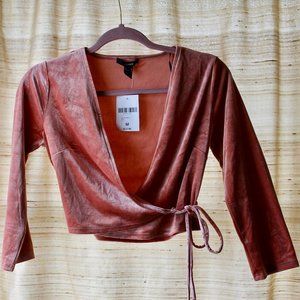 Cropped Velvet Wrap Around Top